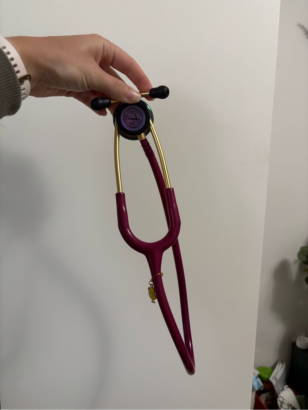 Littmann Dark Pink & Gold Stethoscope - Iridescent Rainbow Chestpiece
